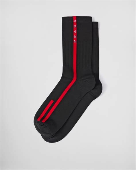 prada au ankle socks|Black Technical Yarn Ankle Socks .